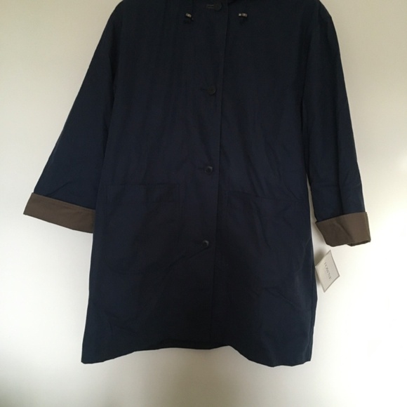 NWT Towne by London Fog Navy Blue Trench Coat, Coat Removable Liner Womens Sz L - Picture 11 of 16